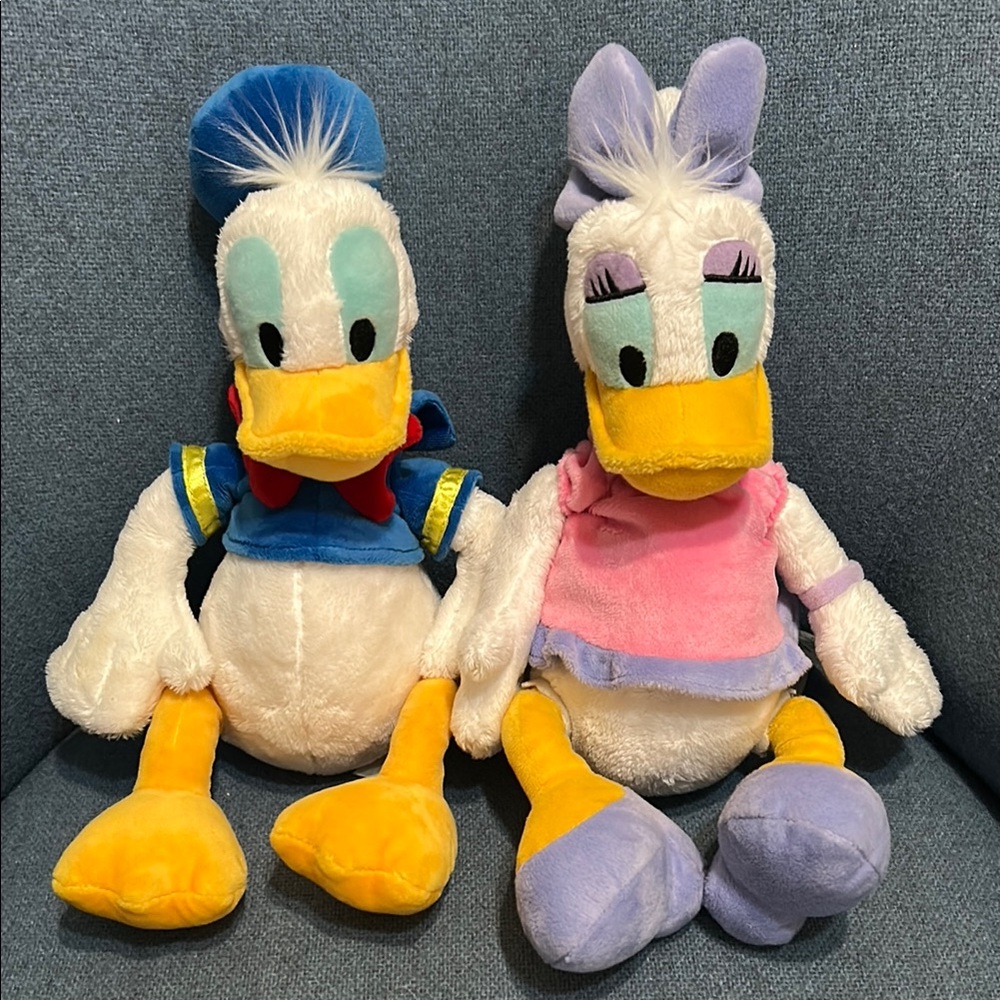 Disney Blue and Yellow Stuffed Animals - Donald and Daisy Duck